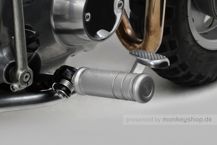 Daytona Aluminium Fußrasten silber rund dick  f. Monkey 12V