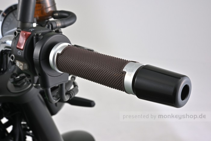 Daytona "GRIPPYGRIP" GGDM-BASE Griffgummi paar braun mit silbernem Aluminium Ring ø22.2 mm 7/8"