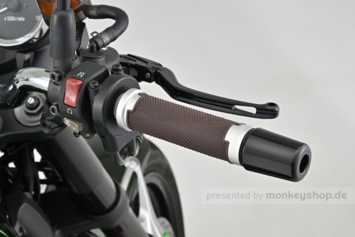 Daytona "GRIPPYGRIP" GGDM-BASE Griffgummi paar braun mit silbernem Aluminium Ring ø22.2 mm 7/8"