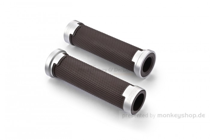 Daytona "GRIPPYGRIP" GGDM-BASE Griffgummi paar braun mit silbernem Aluminium Ring ø22.2 mm 7/8"