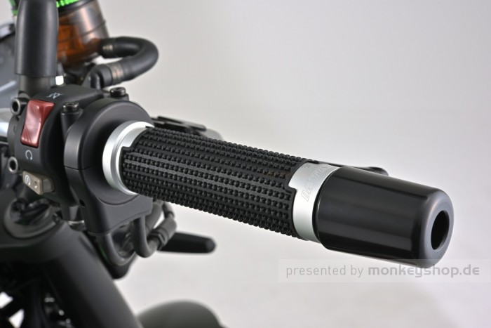 Daytona "GRIPPYGRIP" GGDM-CROSS Griffgummi paar schwarz mit silbernem Aluminium Ring ø22.2 mm 7/8"