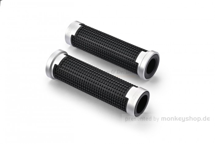 Daytona "GRIPPYGRIP" GGDM-CROSS Griffgummi paar schwarz mit silbernem Aluminium Ring ø22.2 mm 7/8"