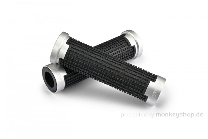 Daytona "GRIPPYGRIP" GGDM-CROSS Griffgummi paar schwarz mit silbernem Aluminium Ring ø22.2 mm 7/8"