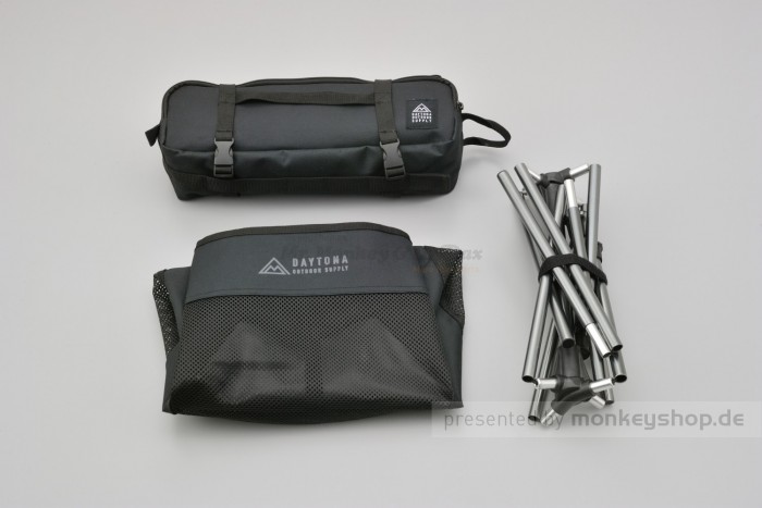 Daytona Outdoor Klappstuhl kompakt schwarz mit Seitentasche