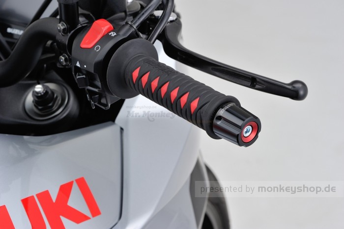 Daytona "COMPASS" Lenkergewichte Set Aluminium CNC schwarz rot eloxiert 14-19mm