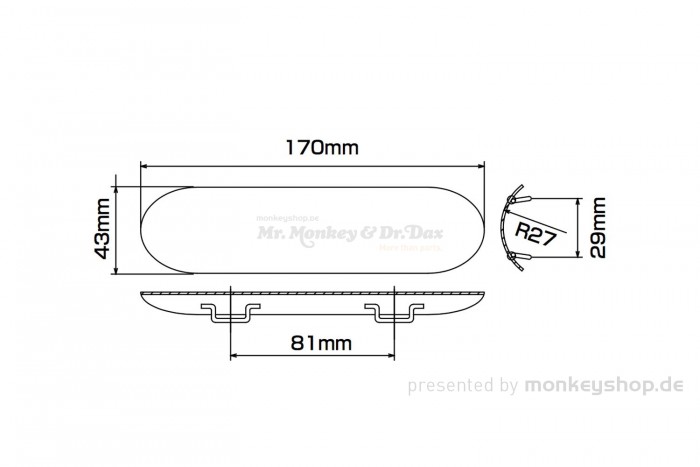 Daytona Hitzeschutzblech Stahl verchromt gerade geschlossen