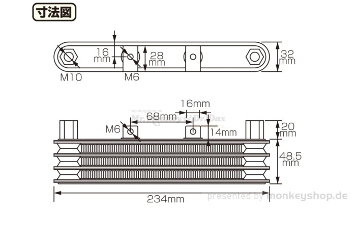 Kitaco Ölkühler Kit 3 Reihen Upper Mount silber/silber f. MSX 125 JC61 JC75 + Monkey 125 JB02