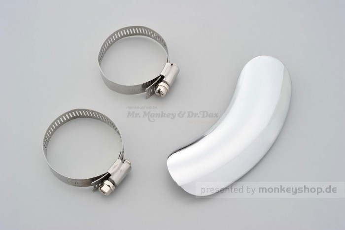 Daytona Hitzeschutzblech Stahl verchromt Bogen 45° geschlossen