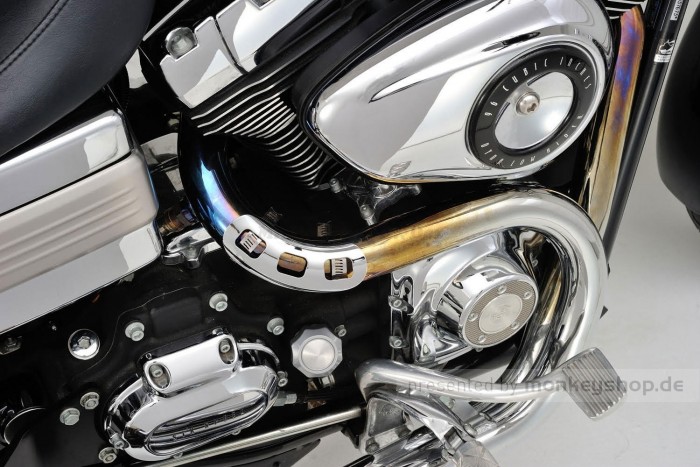 Daytona Hitzeschutzblech Stahl verchromt Bogen 45° offen