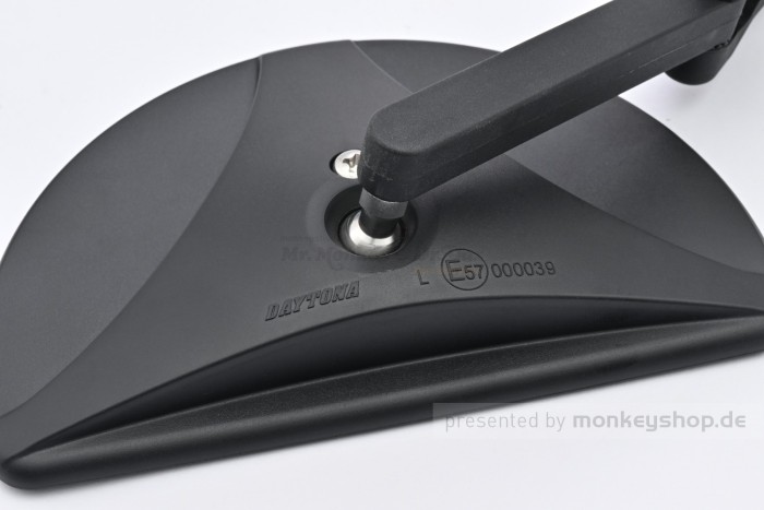 Daytona "D-MIRROR-19" ABS Nylon Lenker Klemmen Spiegel Halbmond schwarz
