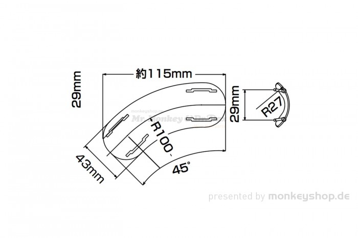 Daytona Hitzeschutzblech Stahl schwarz Bogen 45° offen