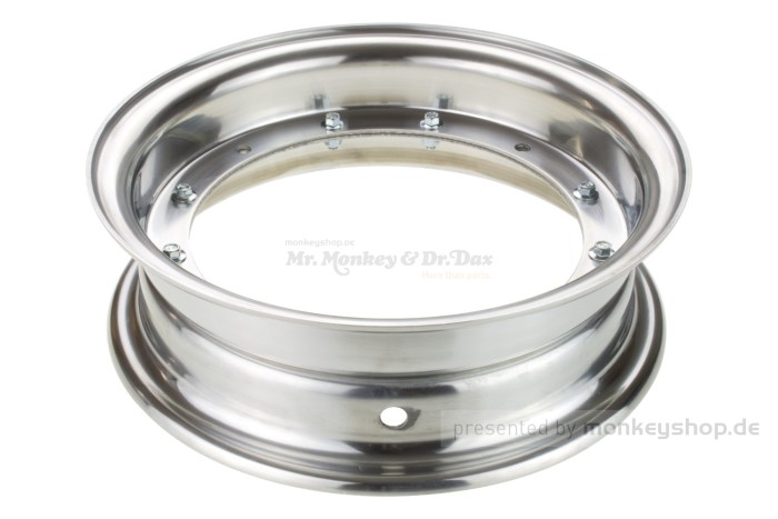Felge 3.00x10 Aluminium poliert 2-teilig f. Dax