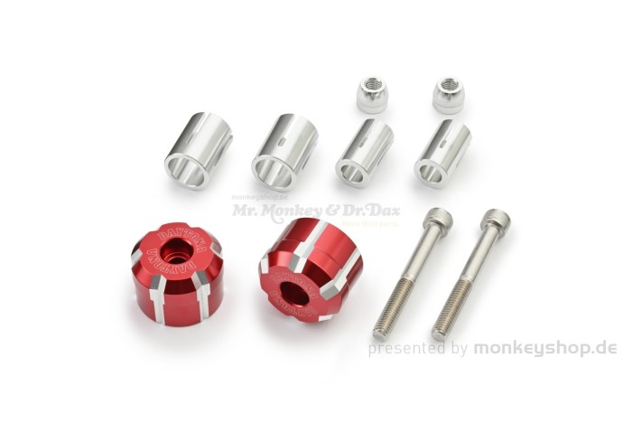 Daytona "W" Lenkergewichte Set Aluminium CNC rot eloxiert 14-19mm