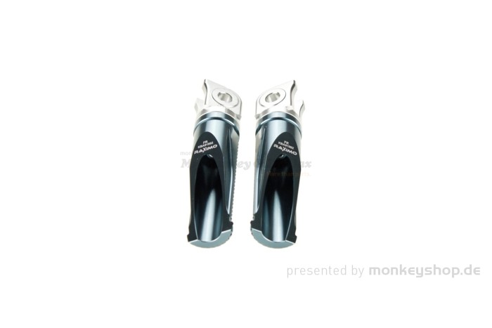 Raximo FRS2 Fußrasten Aluminium CNC titan eloxiert mit ABE f. Monkey 125 + MSX + Dax 125