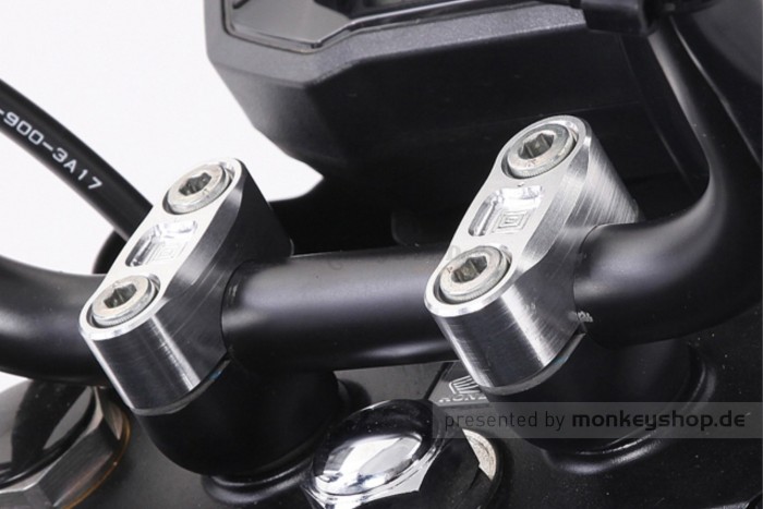 Kitaco obere Lenkerklemmen Set Aluminium CNC silber eloxiert f. MSX + Monkey 125 + Dax 125