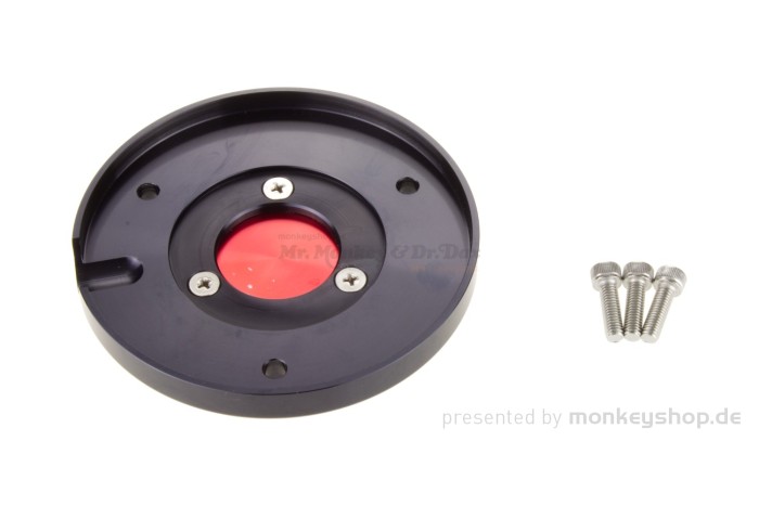 Schutz f. Kupplungsdeckel Alu CNC schwarz rot eloxiert f. Monkey 125 JB02 + Super Cub 125 JA48