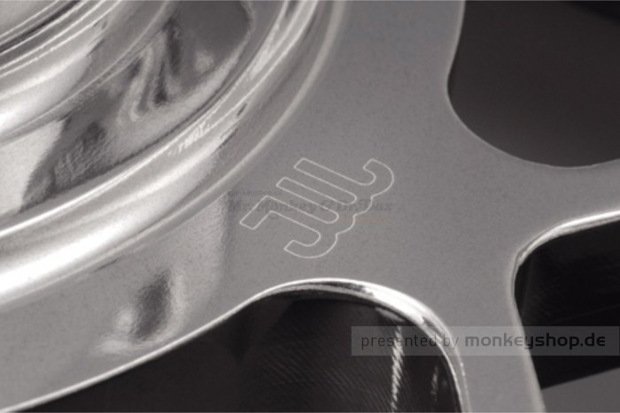 Daytona 7-Star Vorderrad Felge mit Nabe 3.00x10 Aluminium CNC poliert f. Monkey Z50 + Gorilla