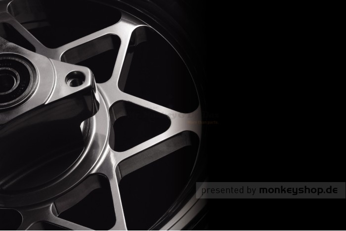 Daytona 7-Star Vorderrad Felge mit Nabe 3.00x10 Aluminium CNC poliert f. Monkey Z50 + Gorilla