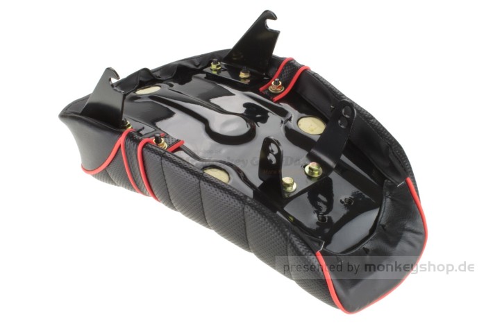 Sitzbank flach schwarz mit rotem Keder f. Monkey 50