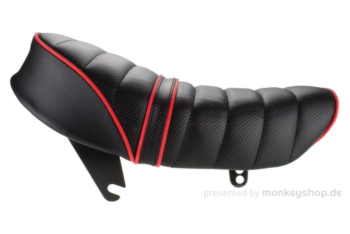 Sitzbank flach schwarz mit rotem Keder f. Monkey 50
