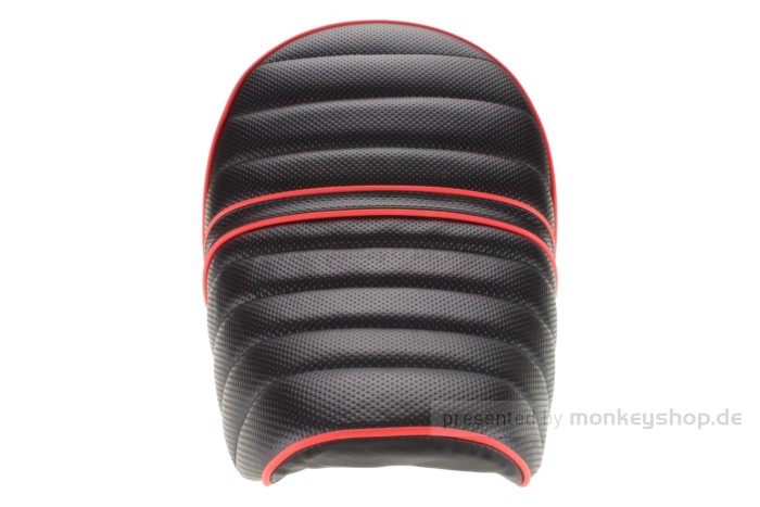 Sitzbank flach schwarz mit rotem Keder f. Monkey 50