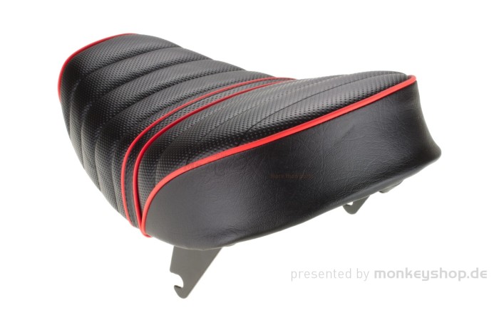 Sitzbank flach schwarz mit rotem Keder f. Monkey 50