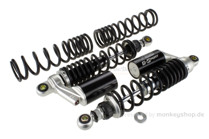 YSS Gasdruck Stoßdämpfer Paar 345mm schwarz silber einstellbar mit ABE f. Dax 125