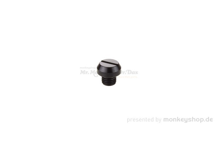 Abdeckschraube Alu CNC schwarz eloxiert Schlitz f. Spiegelgewinde M10 x P1.25 Rechtsgewinde
