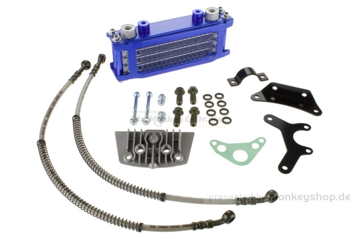 Ölkühler Kit 3-reihig blau inkl. Anschlussplatte + Montagematerial f. Monkey Z50 + Gorilla + Dax 50 70