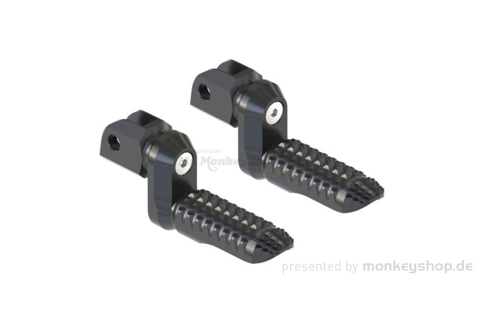 probrake Fußrasten STREET Aluminium CNC einstellbar schwarz eloxiert mit ABE f. Monkey 125 + MSX 125 + Dax 125