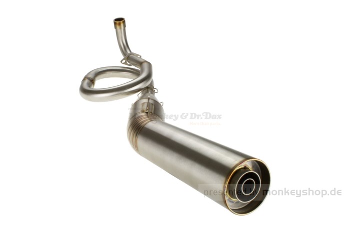 Auspuffanlage Edelstahl silber untenliegend mit Schlangenkrümmer f. Dax 125 JB04