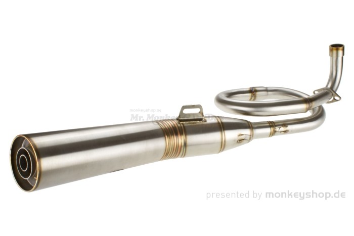 Auspuffanlage Edelstahl silber untenliegend mit Schlangenkrümmer f. Dax 125 JB04
