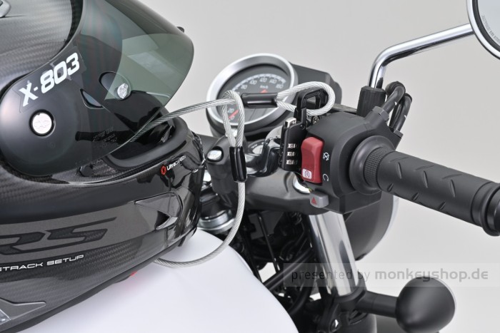 Daytona Helmschloss SLIM mit Zahlenschloss inkl. Stahlseil f. Lenker