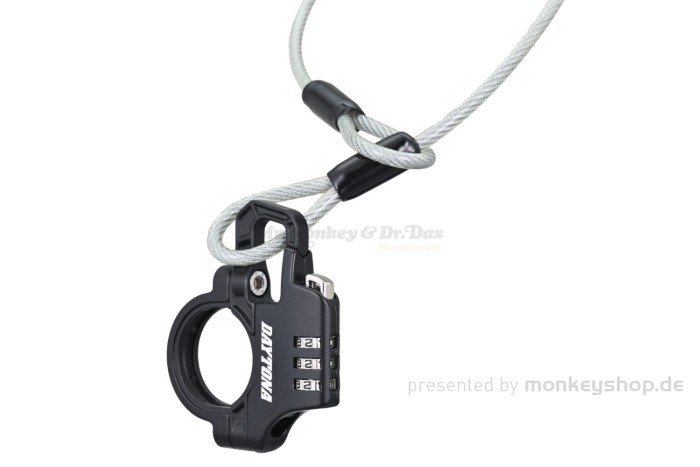 Daytona Helmschloss SLIM mit Zahlenschloss inkl. Stahlseil f. Lenker