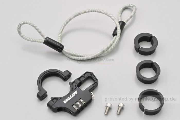 Daytona Helmschloss SLIM mit Zahlenschloss inkl. Stahlseil f. Lenker