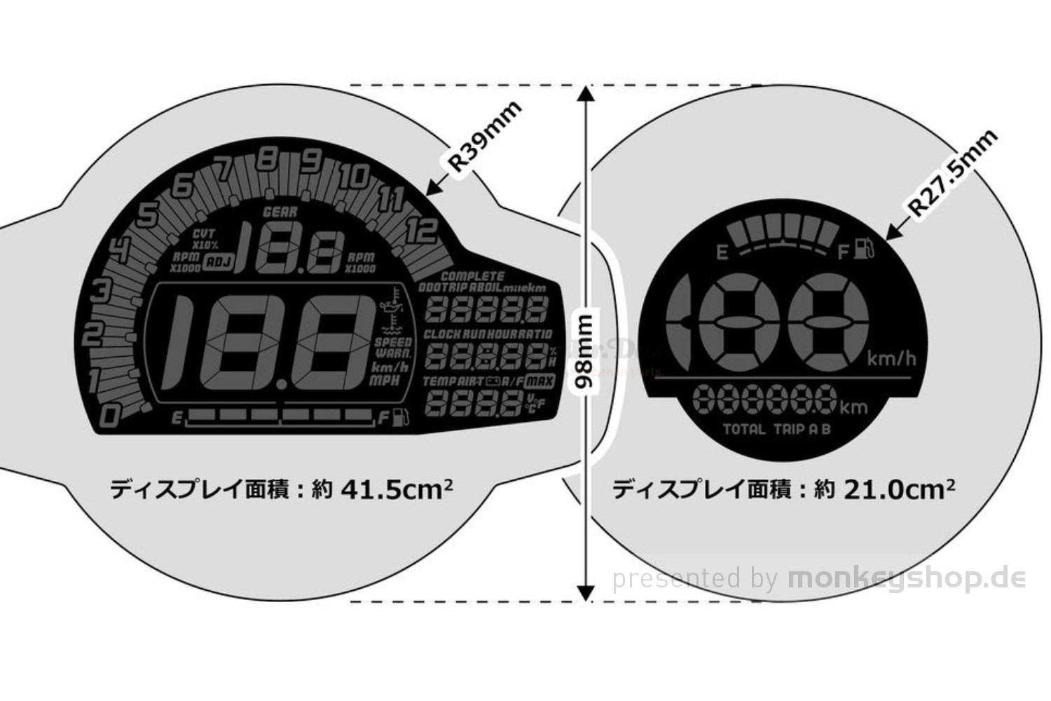 OPMID OP MULTI METER 未使用品モンキー125JB02. OPMID OP-Multimeter Kombi Instrument Tachometer Drehzahlmesser f