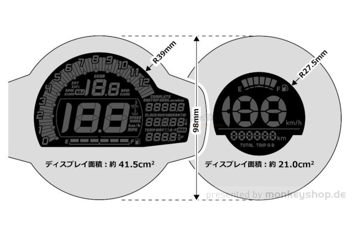 OPMID OP-Multimeter Kombi Instrument Tachometer Drehzahlmesser f. Monkey 125 JB03