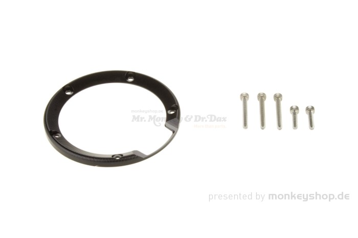 Einfassung Tankdeckel Ring Aluminium schwarz eloxiert f. Monkey 125