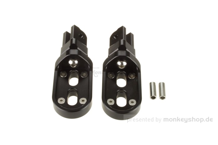 Fußrasten Aluminium CNC schwarz eloxiert f. Monkey 125 + MSX + Dax 125