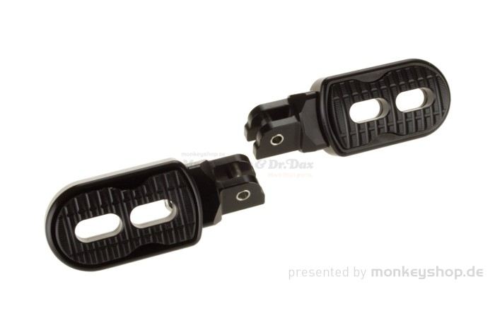Fußrasten Aluminium CNC schwarz eloxiert f. Monkey 125 + MSX + Dax 125