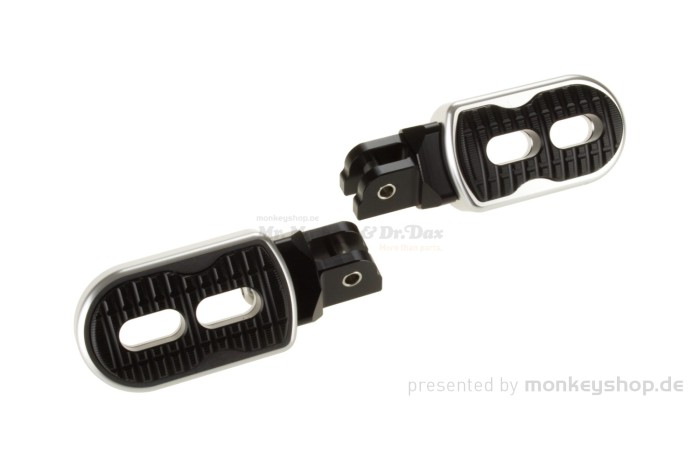Fußrasten Aluminium CNC silber eloxiert f. Monkey 125 + MSX + Dax 125