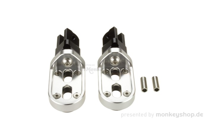 Fußrasten Aluminium CNC silber eloxiert f. Monkey 125 + MSX + Dax 125