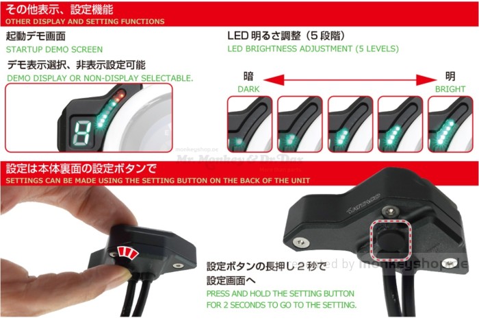 Kitaco Ganganzeige + LED Drehzahlmesser f. Monkey 125 JB02