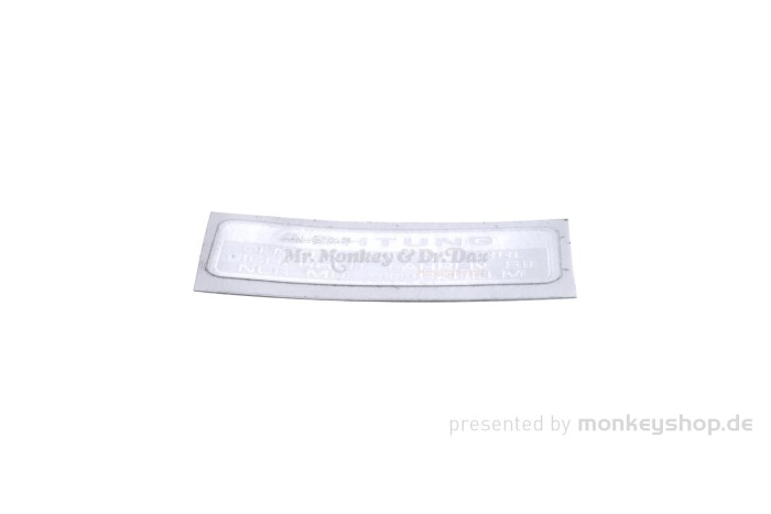 Aufkleber Warnhinweis Helm weiß deutsch f. Z50A Tank