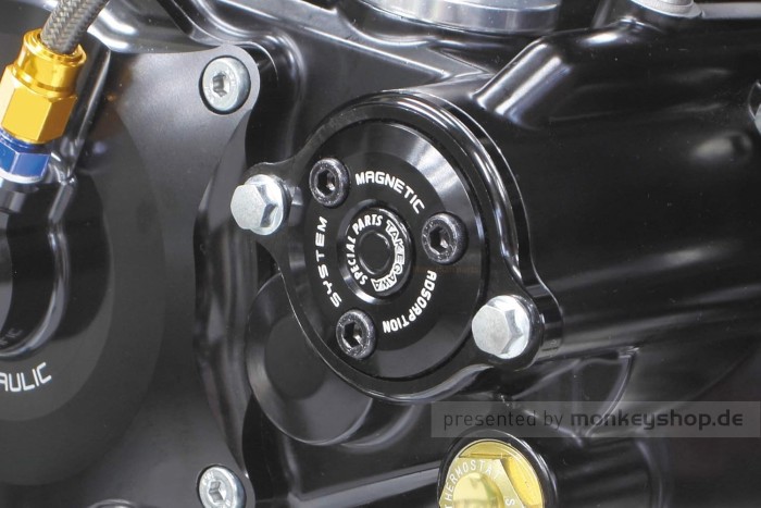 Takegawa Ölfilter Deckel Aluminium CNC schwarz eloxiert mit Magnet f. MSX Grom JC92 + Monkey 125 JB03 JB05 + Dax 125