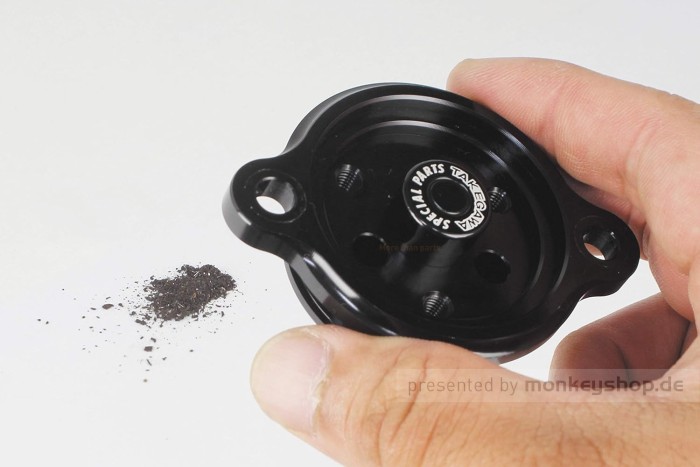 Takegawa Ölfilter Deckel Aluminium CNC schwarz eloxiert mit Magnet f. MSX Grom JC92 + Monkey 125 JB03 JB05 + Dax 125