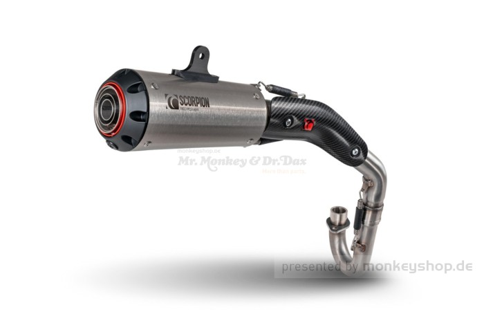 Scorpion Red Power Edelstahl Auspuffanlage gebürstet f. Monkey 125 JB05 Euro5+