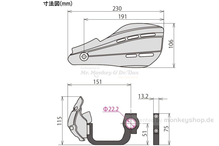 Takegawa Handschützer Set ø22.2mm f. Monkey 125 + Dax 125