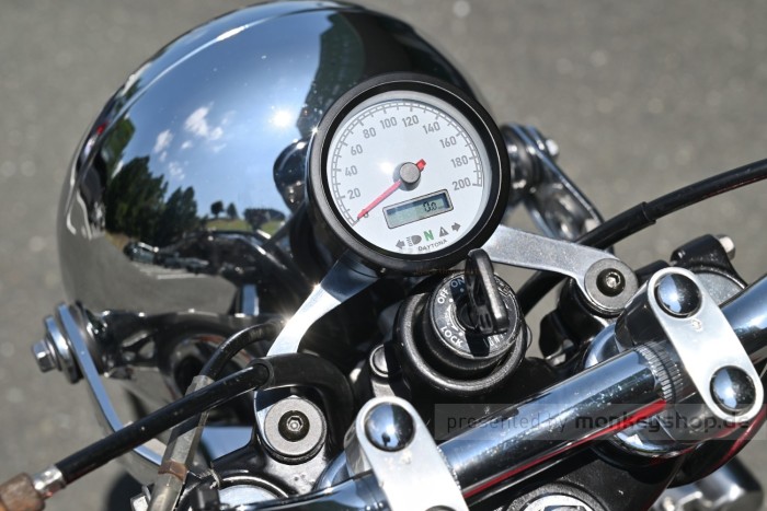 Daytona "VELONA60-WP" Tachometer 200 KM/H MPH m. Kontrollanzeigen, weiße LED, weißes Ziffernblatt, schwarzes Gehäuse