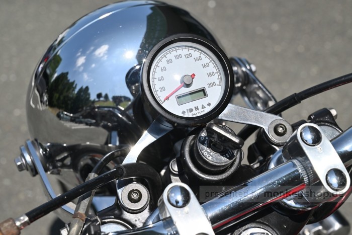 Daytona "VELONA60-WP" Tachometer 200 KM/H MPH m. Kontrollanzeigen, weiße LED, weißes Ziffernblatt, schwarzes Gehäuse